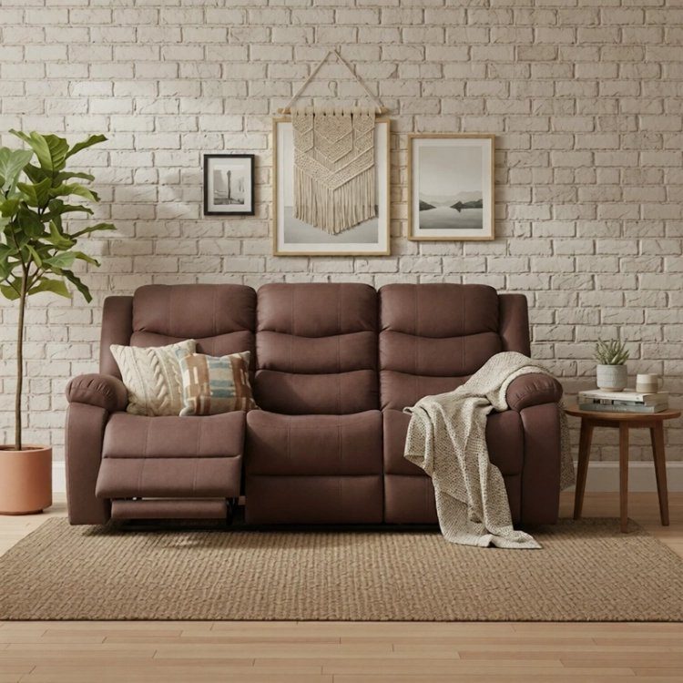 Sofá Berger Reclinable 3 Cuerpos Café Oscuro outlet