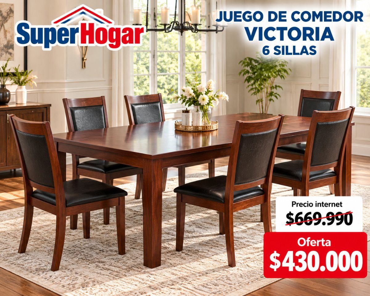 Juego Comedor Victoria 6 Sillas outlet