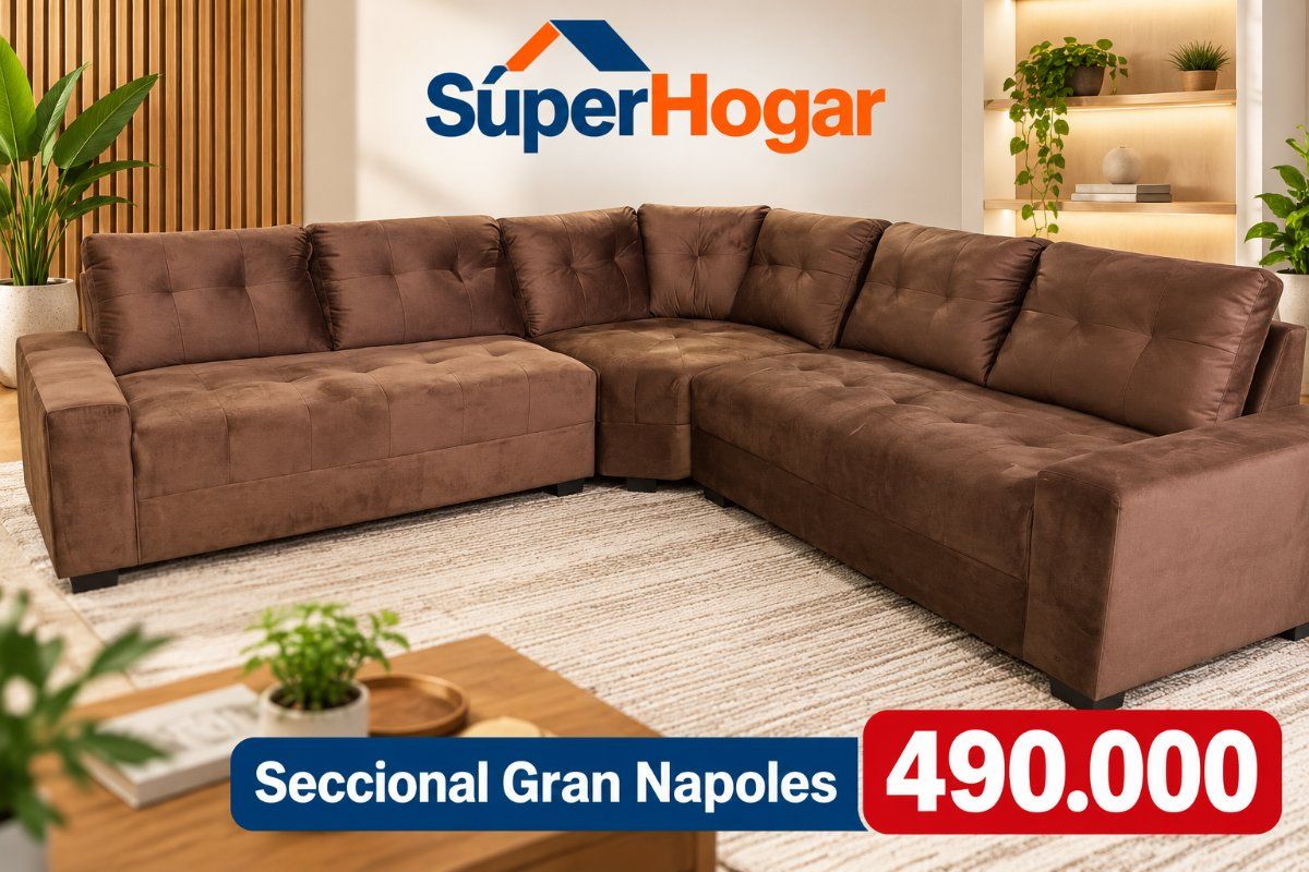 Sofá Seccional Gran Napoles Café Felpa outlet — precio outlet