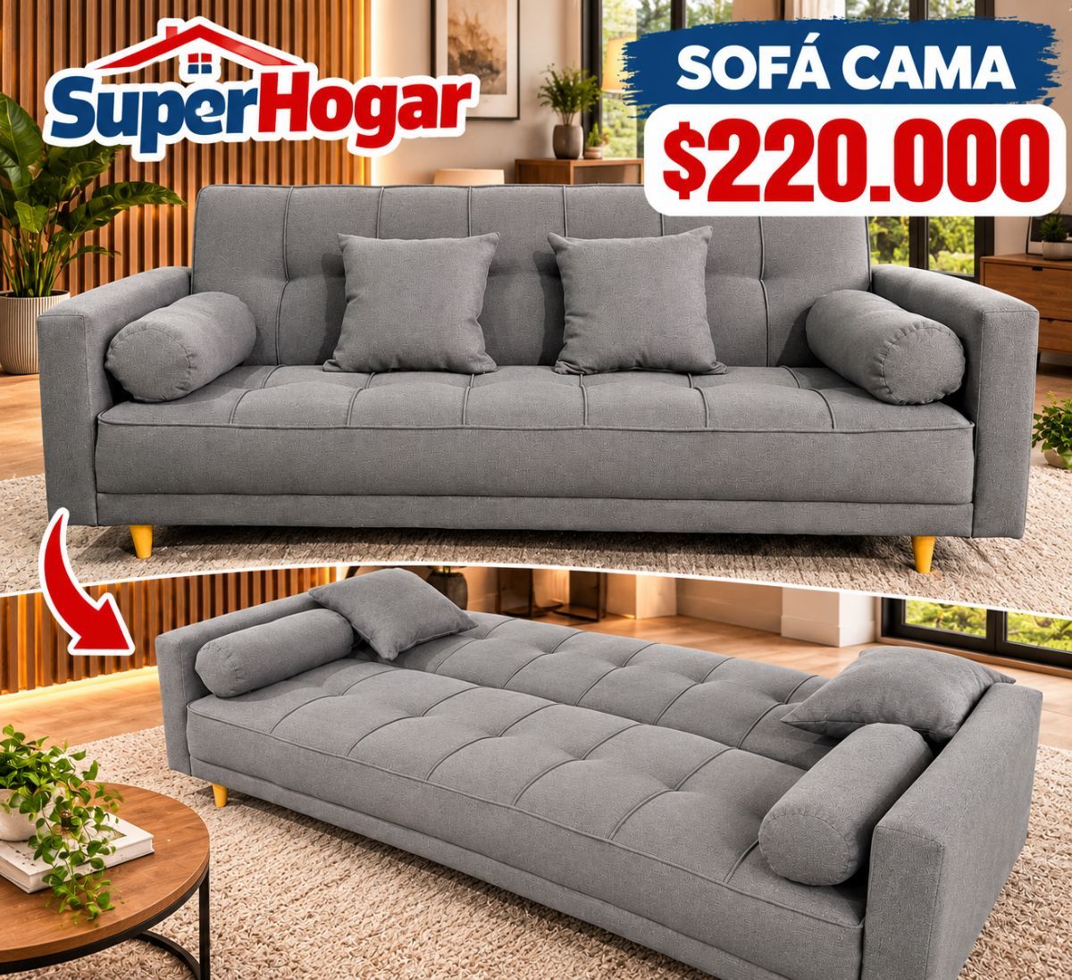 Sofá Cama Elisa Gris outlet