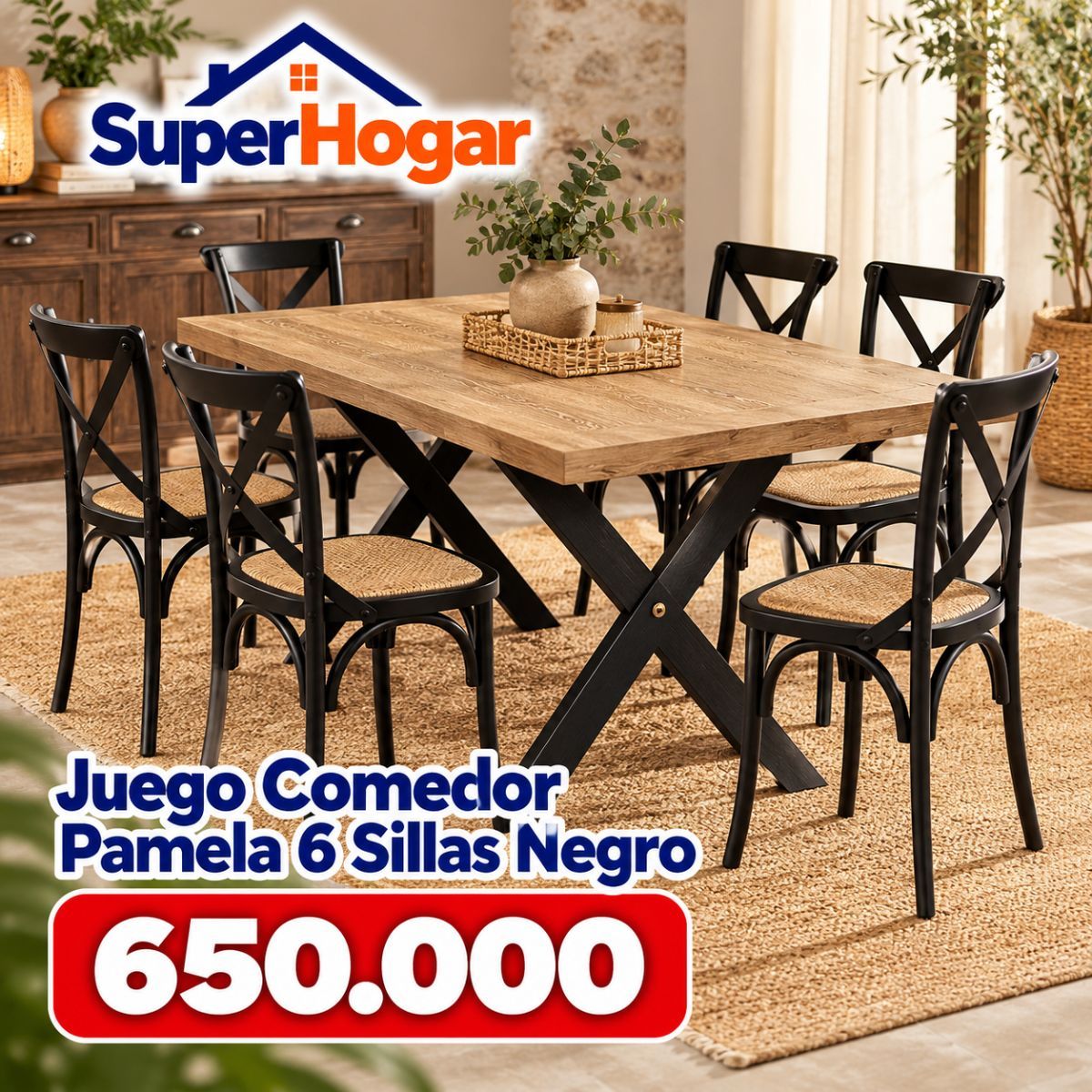 Comedor Pamela 6 Sillas Negro outlet