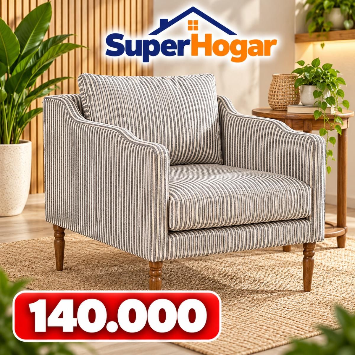 Sofá Sitial Tapizado Rayado outlet