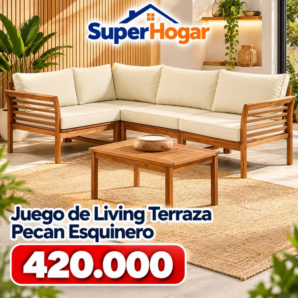 Sofá Living Terraza Pecan Esquinero outlet