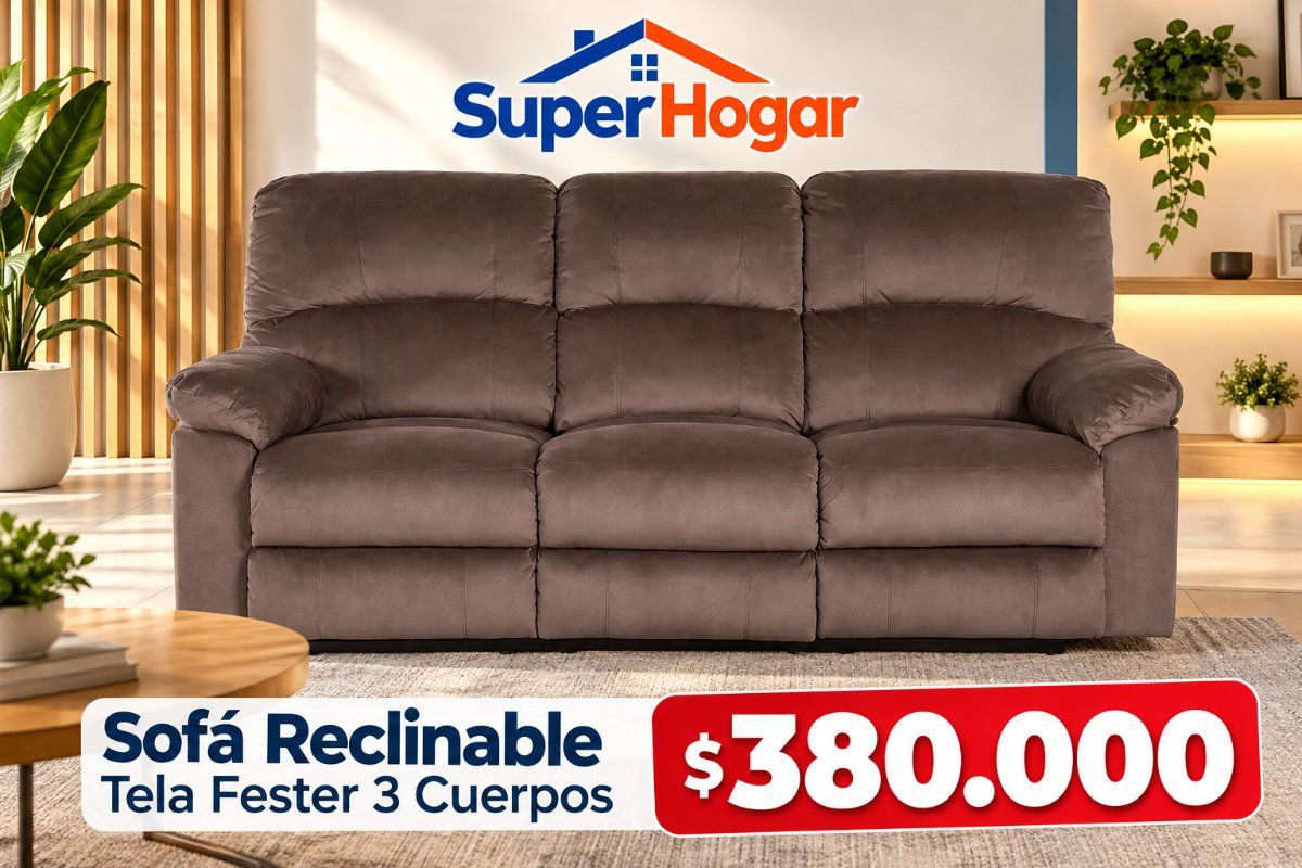 Sofá Berger Reclinable Fester Café 3 Cuerpos outlet