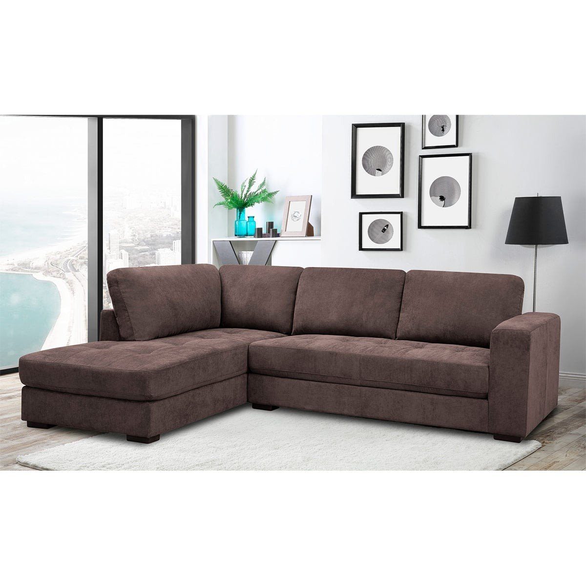 Sofá Seccional Mini Pirlo Tela Chaise Izquierdo Café outlet