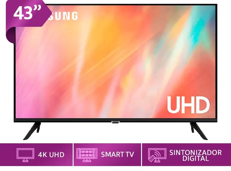 TV LED Samsung UN43AU7090GXZS UHD Smart outlet