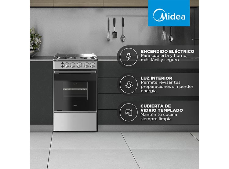 Cocina a Gas Midea 4 Quemadores MCG-4QSG outlet