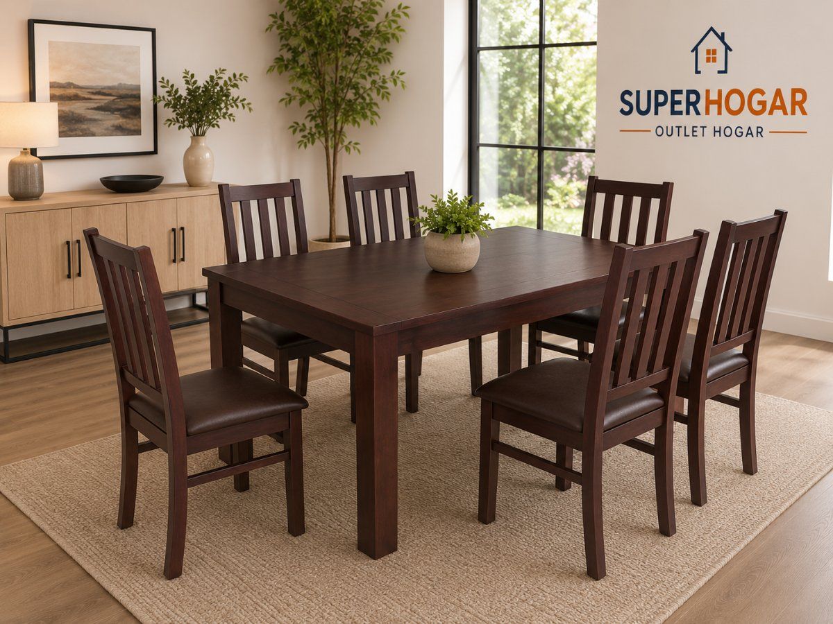 Juego Comedor Nuble 6 Sillas Pu Chocolate T U outlet