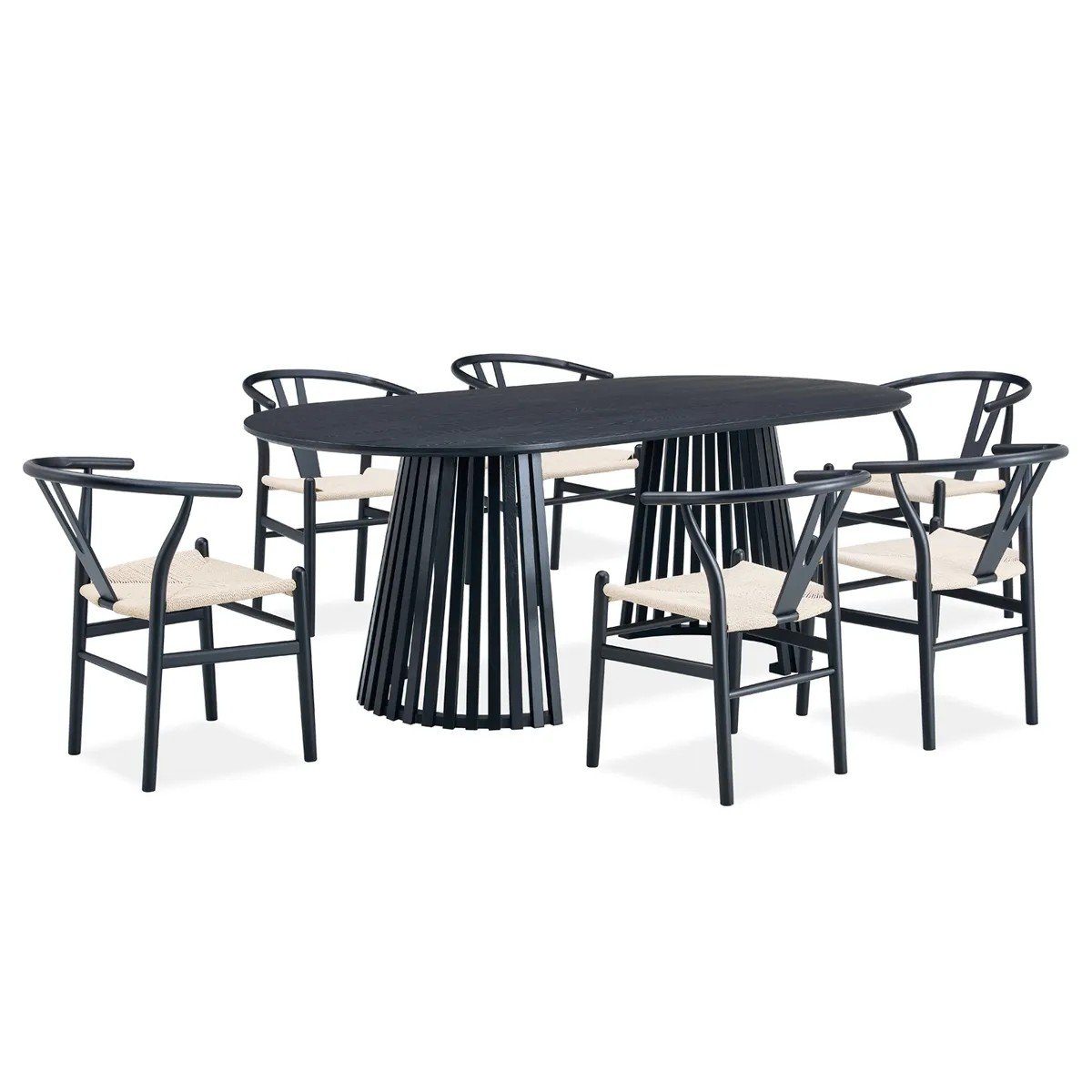 Juego de Comedor Ranurado 6 Sillas Negro outlet — foto 2
