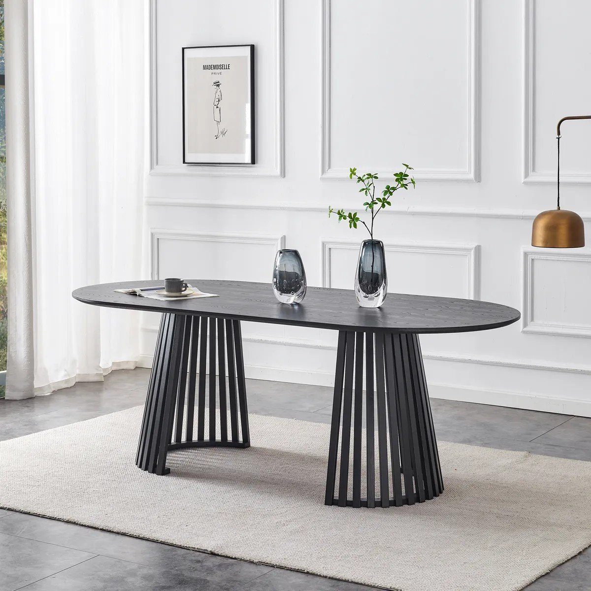 Juego de Comedor Ranurado 6 Sillas Negro outlet — foto 10