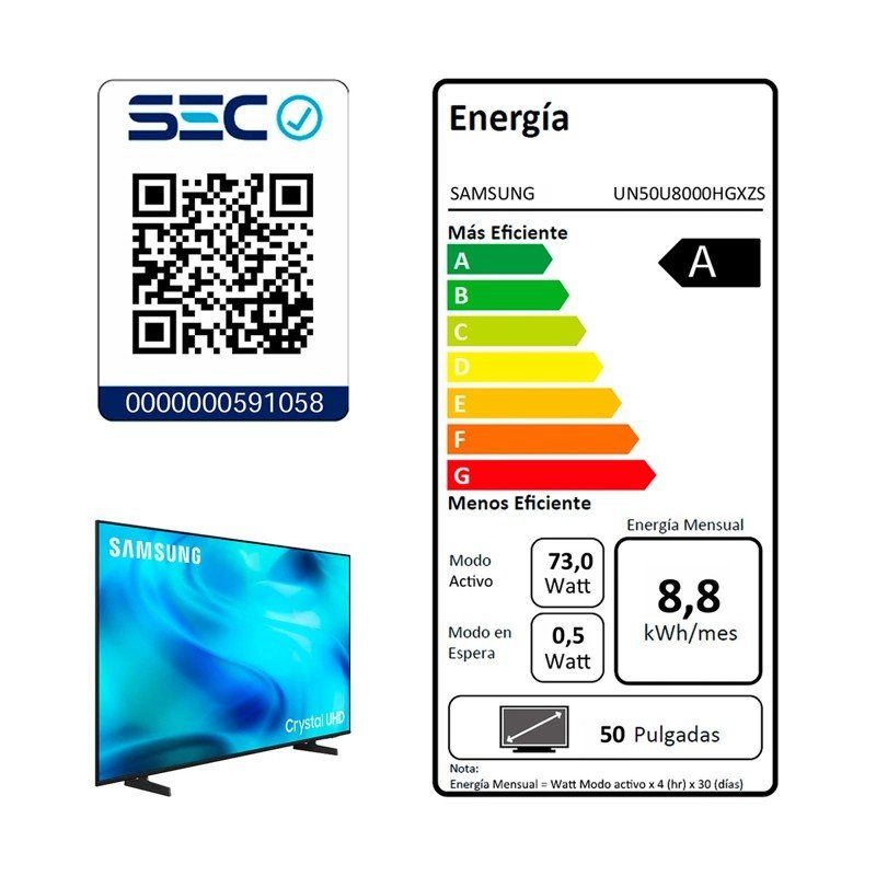 50 Pulgadas Crystal UHD U8000H 4K Smart TV outlet — foto 9