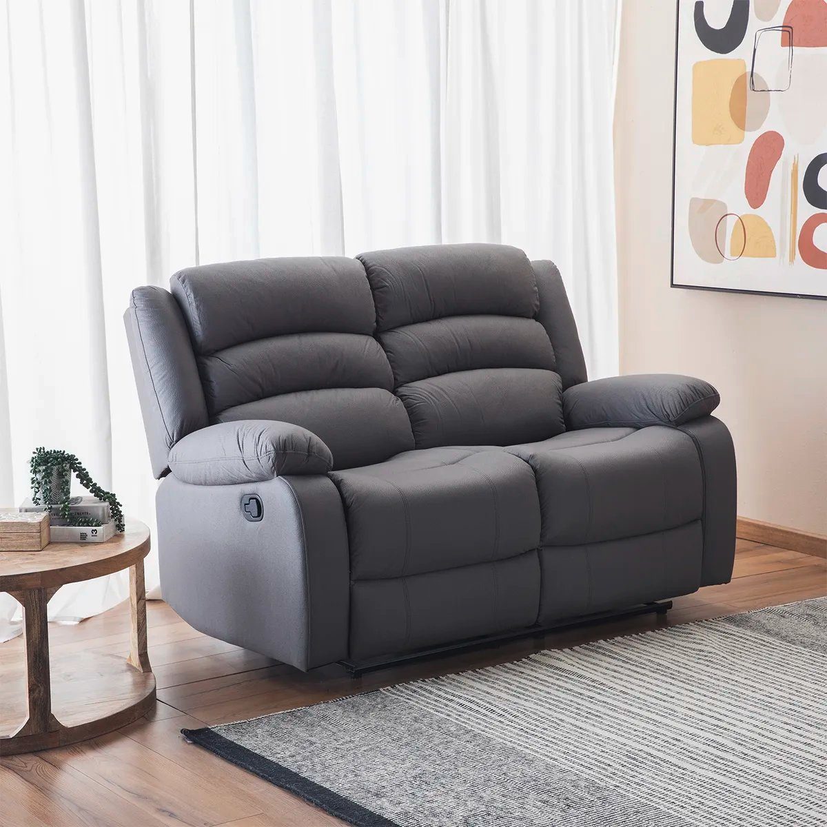 Sofá 2 Cuerpos Berger Reclinable Gris outlet