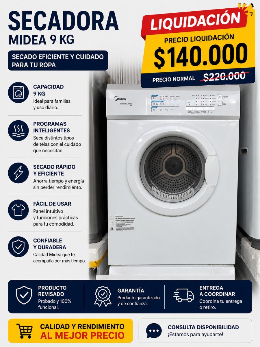 Secadora Midea 9K outlet