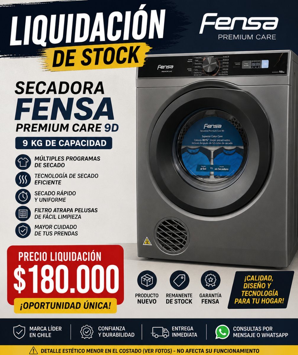 Secadora Fensa Premium Care 9 Kg outlet