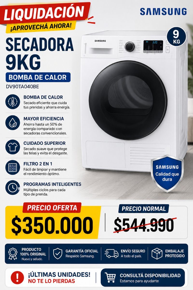 Secadora con Bomba de Calor Samsung DV90TA outlet
