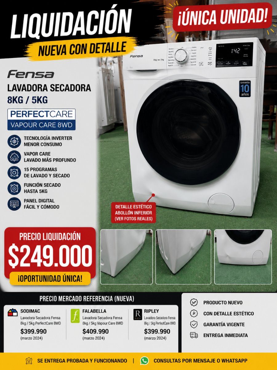 Lavadora Secadora Fensa 8 5 outlet