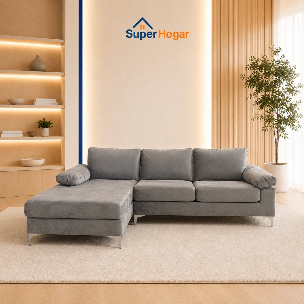 Seccional Velvet Imp Gris outlet