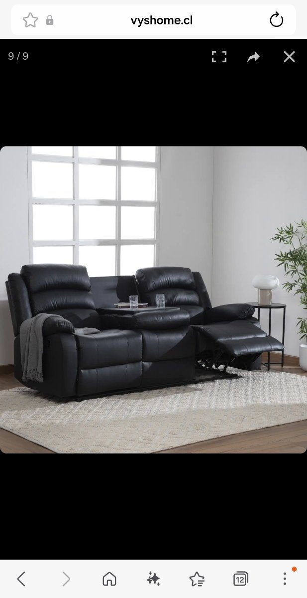 Berger Reclinable 3 Cuerpos Pu Negro Vys outlet