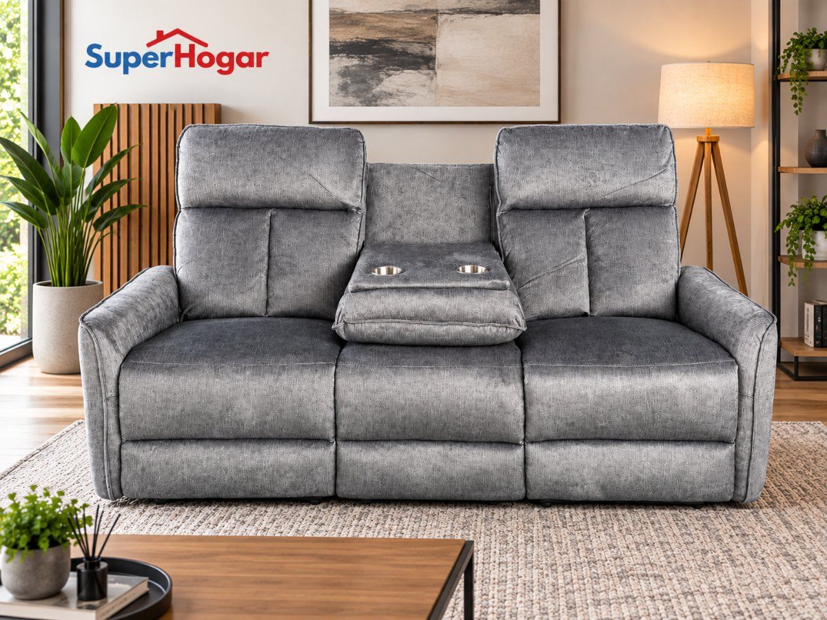 Sofá Berger Reclinable 3 Cuerpos Monaco Grey outlet