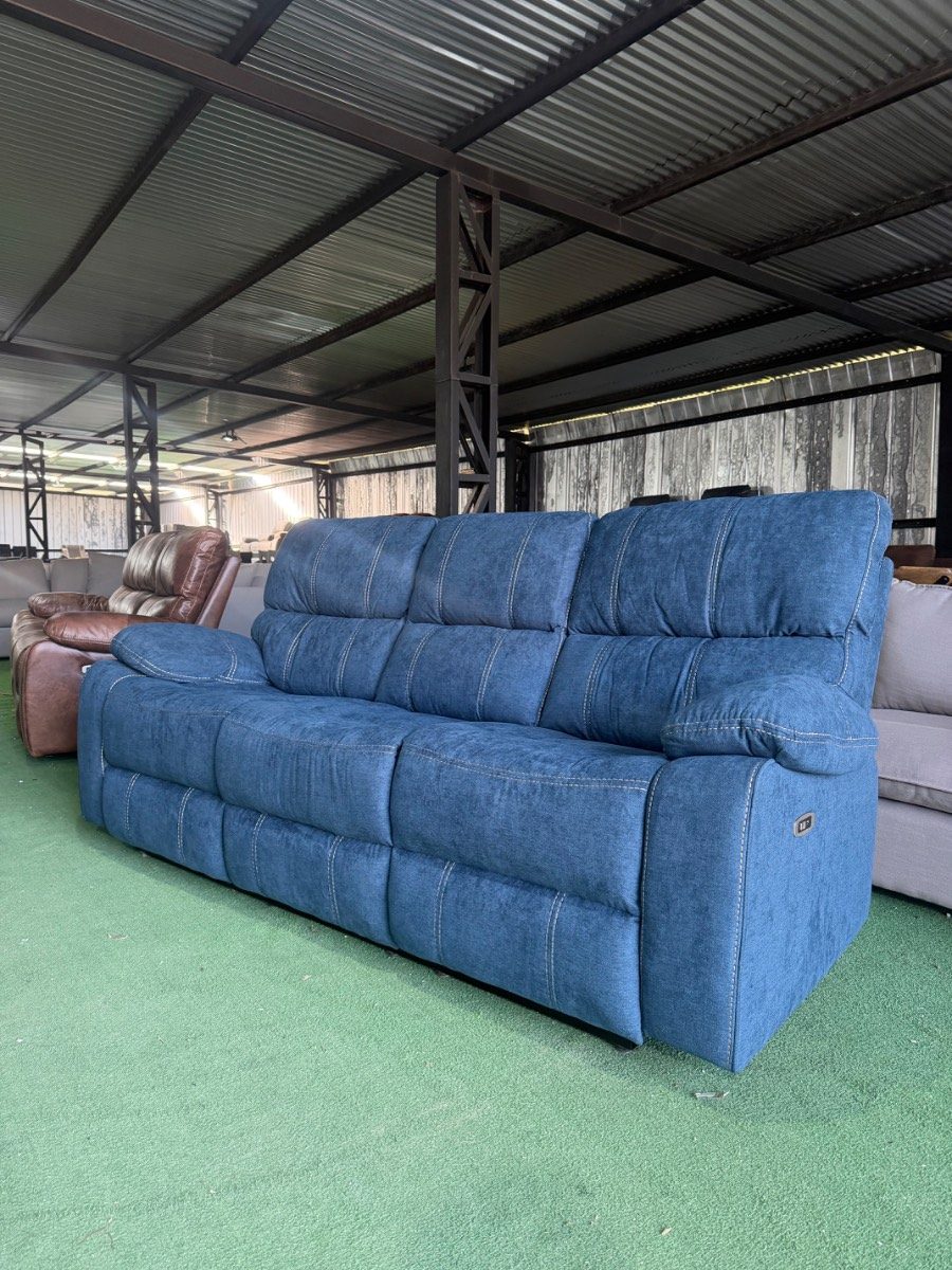 Sofá Berger Reclinable 3 Cuerpos Eléctrico Relaxline Azul outlet