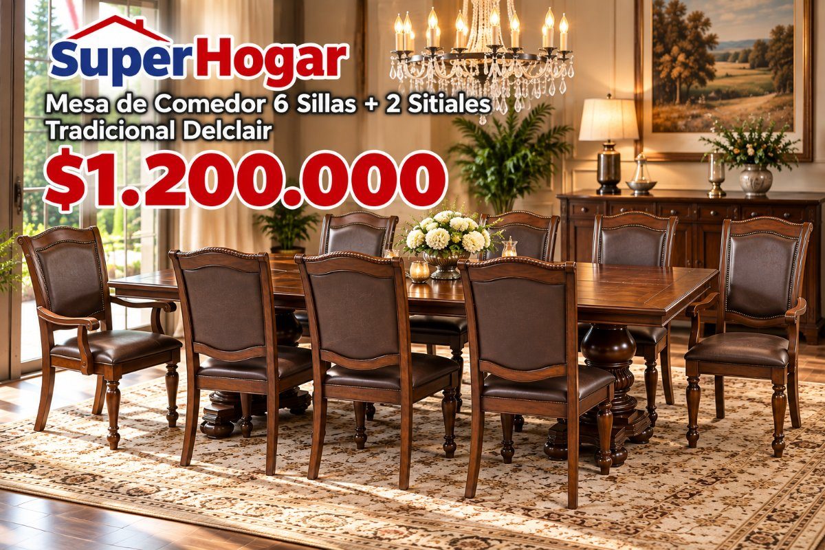 Comedor King 8 Puestos 6 Sillas 2 Sitiales outlet