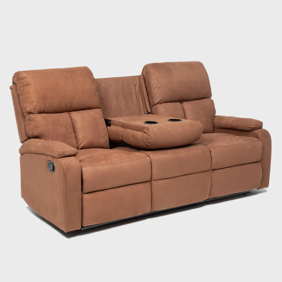 Sofá 3 Cuerpos de Terciopelo Berger Reclinable Moderno Matheus Caf? outlet